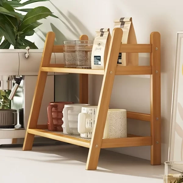 2-layer Imitation Rattan Storage Rack, Cup Storage Rack, Desktop Miscellaneous Water Cup Storage Rack - Image 2