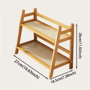 2-layer Imitation Rattan Storage Rack, Cup Storage Rack, Desktop Miscellaneous Water Cup Storage Rack - Image 3