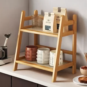 2-layer Imitation Rattan Storage Rack, Cup Storage Rack, Desktop Miscellaneous Water Cup Storage Rack - Image 1