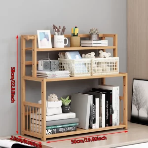 3-Layer Display Shelf Wooden Desktop Storage Rack Simple Tabletop Stand Storage Organizer For Home Decorative Office Bedroom - Image 3