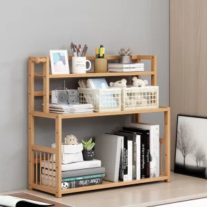 3-Layer Display Shelf Wooden Desktop Storage Rack Simple Tabletop Stand Storage Organizer For Home Decorative Office Bedroom - Image 4
