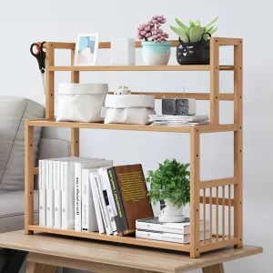 3-Layer Display Shelf Wooden Desktop Storage Rack Simple Tabletop Stand Storage Organizer For Home Decorative Office Bedroom - Image 1