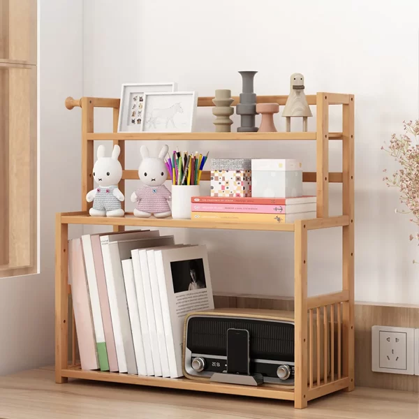 3-Layer Display Shelf Wooden Desktop Storage Rack Simple Tabletop Stand Storage Organizer For Home Decorative Office Bedroom - Image 5
