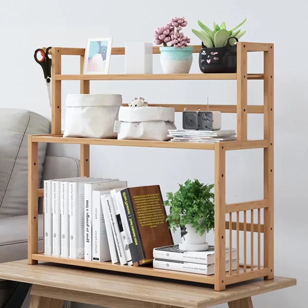 3-Layer Display Shelf Wooden Desktop Storage Rack Simple Tabletop Stand Storage Organizer For Home Decorative Office Bedroom