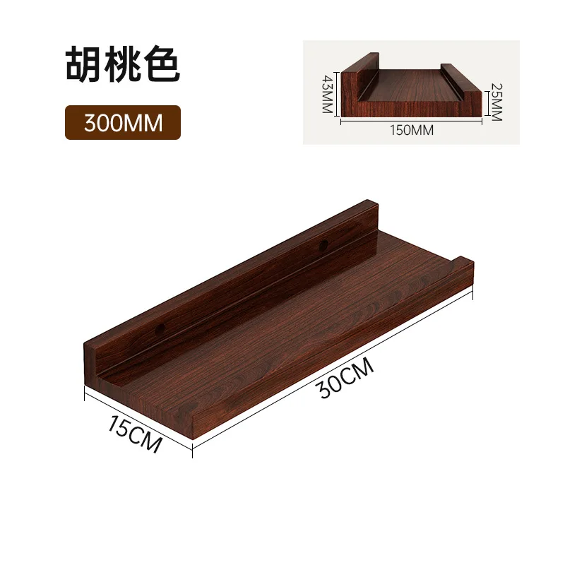 30cm Wall Shelf Home Living Room Wall Shelf Punched One-line Board Bookshelf Wall Decoration Solid Wood Small Rack - Image 7