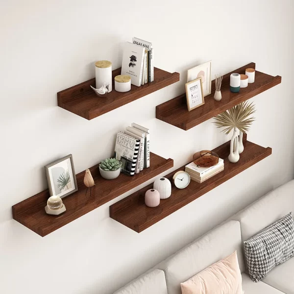 30cm Wall Shelf Home Living Room Wall Shelf Punched One-line Board Bookshelf Wall Decoration Solid Wood Small Rack