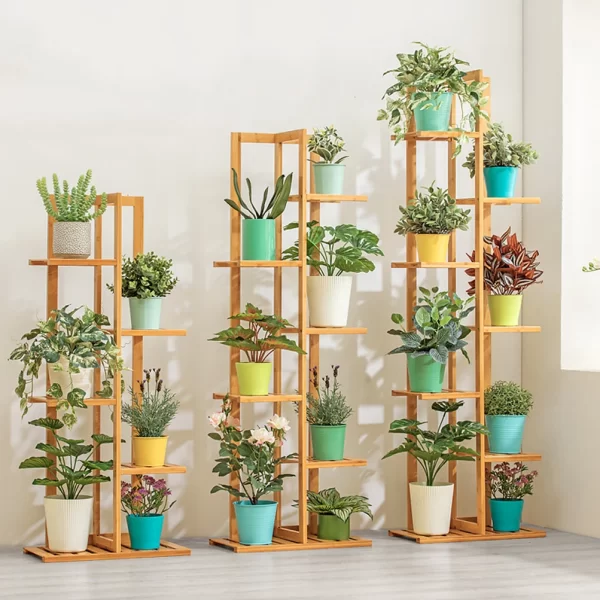 Bamboo 5 / 6  Tier  Plant Stand Rack Multiple Flower Pot Holder Shelf Indoor Outdoor Planter Display Shelving Unit for Patio - Image 2