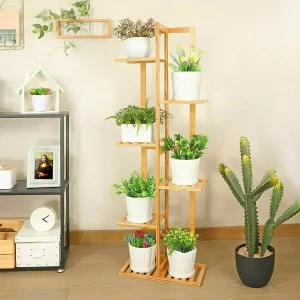 Bamboo 5 / 6  Tier  Plant Stand Rack Multiple Flower Pot Holder Shelf Indoor Outdoor Planter Display Shelving Unit for Patio - Image 1