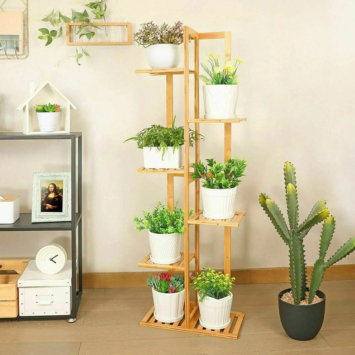 Bamboo 5 / 6  Tier  Plant Stand Rack Multiple Flower Pot Holder Shelf Indoor Outdoor Planter Display Shelving Unit for Patio - Image 1