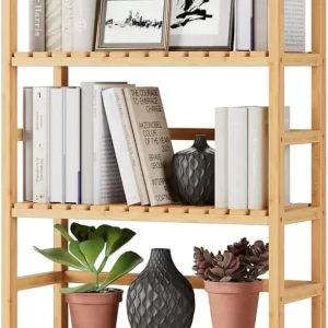 Bamboo Shelf, 6 Tier Bookcase Storage Shelves,Tall Book Rack Shelving Unit,Multipurpose Storage Display Shelf Adjustable Storage