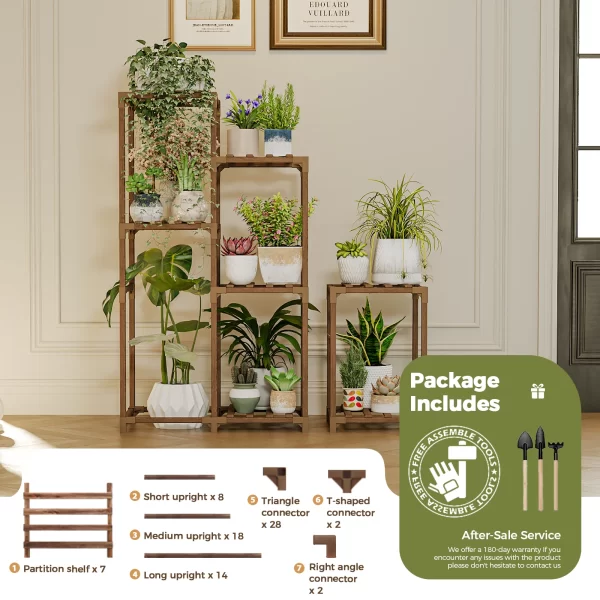 Bamworld Indoor Corner Plant Stand Wood Plant Shelf Holder for Multiple Plants Tall Flower Stands Plant Table Rack Garden Patio - Image 6
