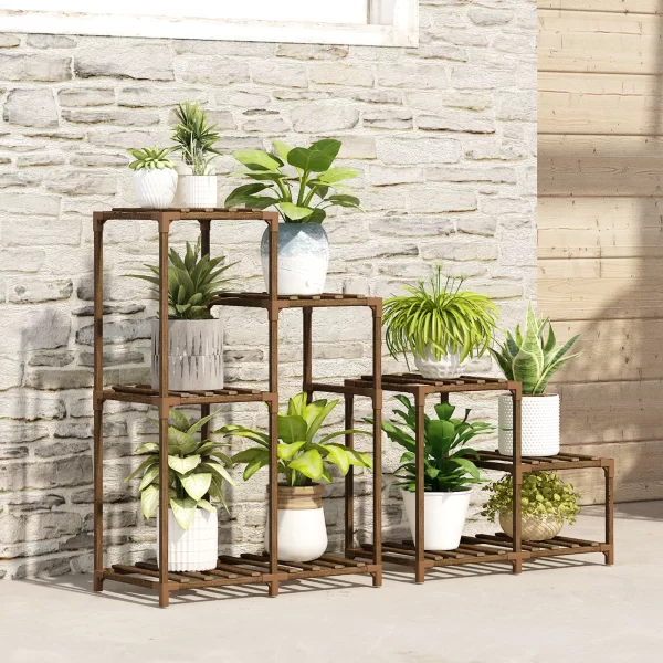 Bamworld Outdoor Indoor Black Corner Plant Stand Shelf Holder 7 Tier Stands for Living Room Plant Rack Multiple Plants Patio Bal - Image 4