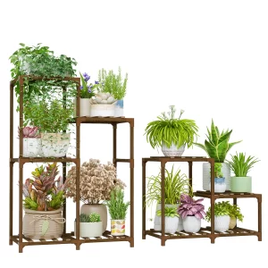Bamworld Outdoor Indoor Black Corner Plant Stand Shelf Holder 7 Tier Stands for Living Room Plant Rack Multiple Plants Patio Bal
