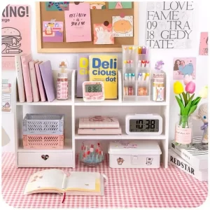 Double-Layer Desktop Organizer Rack Stationery Office Desk Accessories Storage Desktop Cosmetics Organizers Storage Shelf - Image 5
