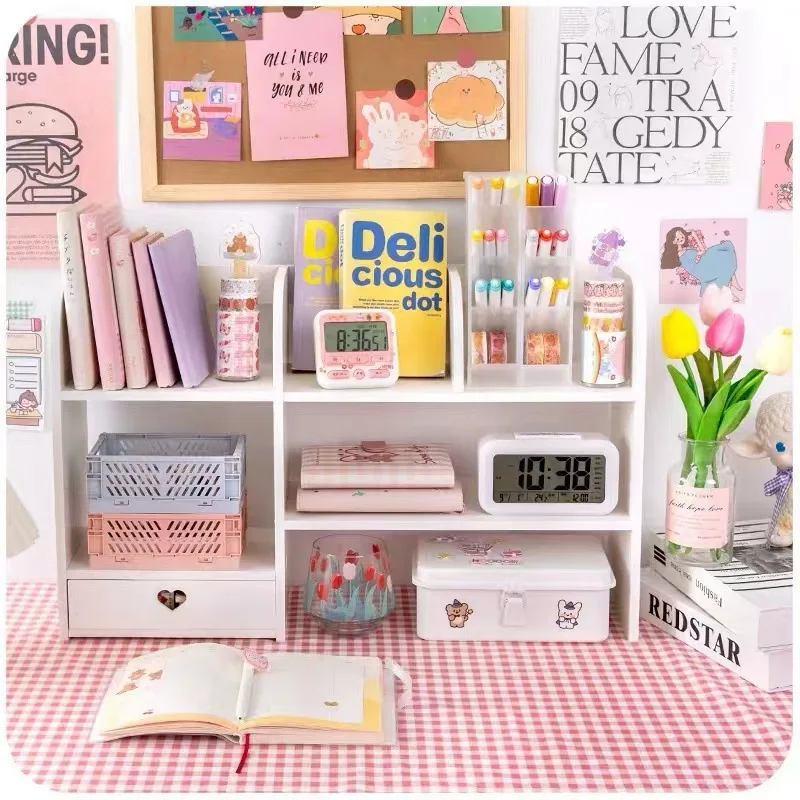 Double-Layer Desktop Organizer Rack Stationery Office Desk Accessories Storage Desktop Cosmetics Organizers Storage Shelf - Image 5