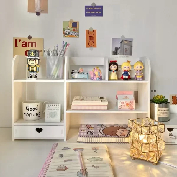 Double-Layer Desktop Organizer Rack Stationery Office Desk Accessories Storage Desktop Cosmetics Organizers Storage Shelf