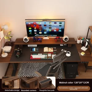 Elevated  Wood Cuter Monitor Stand Desk Top Holder Home Office Desktop Organizer Adjustable Height Storage Ra - Image 14