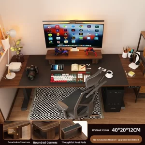 Elevated  Wood Cuter Monitor Stand Desk Top Holder Home Office Desktop Organizer Adjustable Height Storage Ra - Image 16