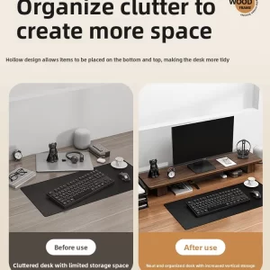 Elevated  Wood Cuter Monitor Stand Desk Top Holder Home Office Desktop Organizer Adjustable Height Storage Ra - Image 5