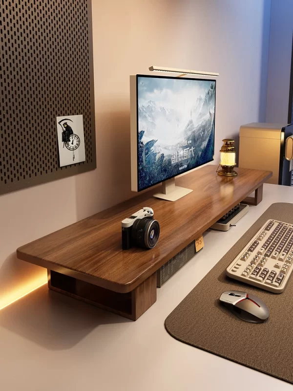 Elevated  Wood Cuter Monitor Stand Desk Top Holder Home Office Desktop Organizer Adjustable Height Storage Ra