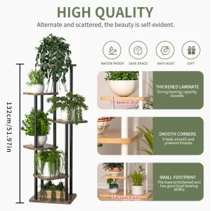 Plant Stand Stand For Flowers Wooden Storage Shelf 4/5/6 Tier Flower Shelf Planter Rack Indoor Display Stand Multiple Flower Pot - Image 2