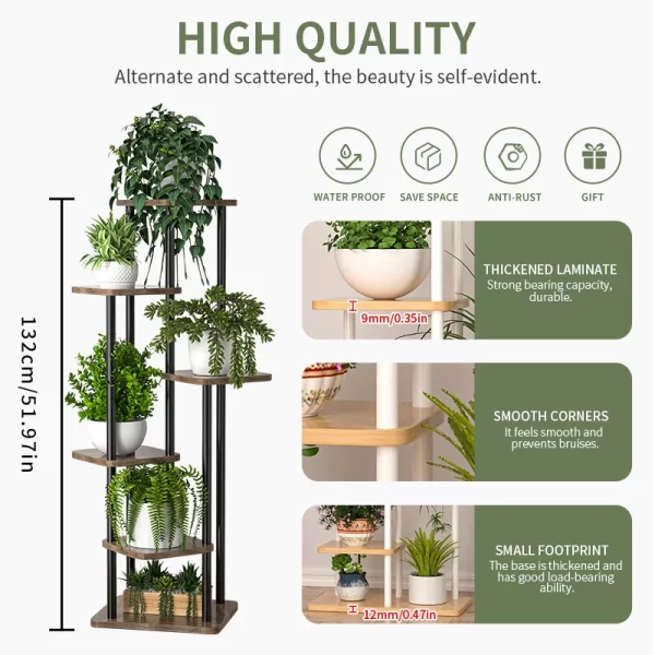 Plant Stand Stand For Flowers Wooden Storage Shelf 4/5/6 Tier Flower Shelf Planter Rack Indoor Display Stand Multiple Flower Pot - Image 2