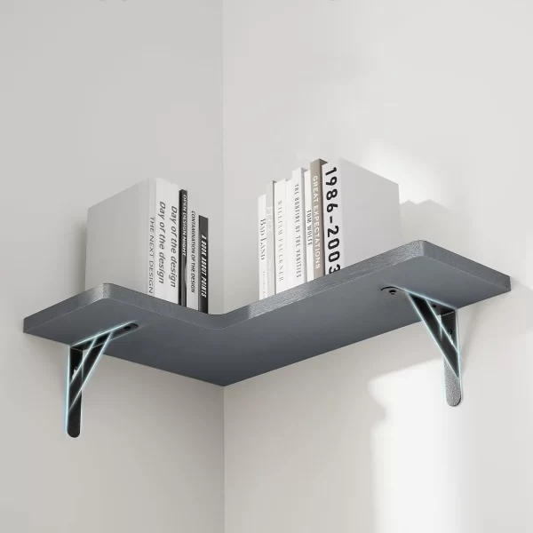 Rustic Paulownia Wood Wall Shelves for Bedroom Living Room Kitchen Laundry Room Floating Corner Shelf for Storage Decoration - Image 2