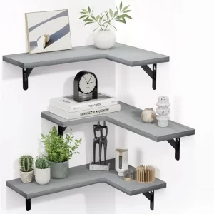 Rustic Paulownia Wood Wall Shelves for Bedroom Living Room Kitchen Laundry Room Floating Corner Shelf for Storage Decoration - Image 1