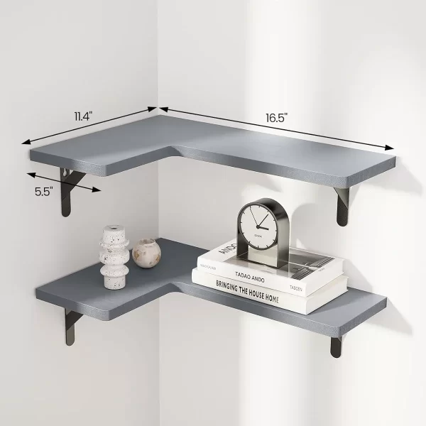 Rustic Paulownia Wood Wall Shelves for Bedroom Living Room Kitchen Laundry Room Floating Corner Shelf for Storage Decoration - Image 5