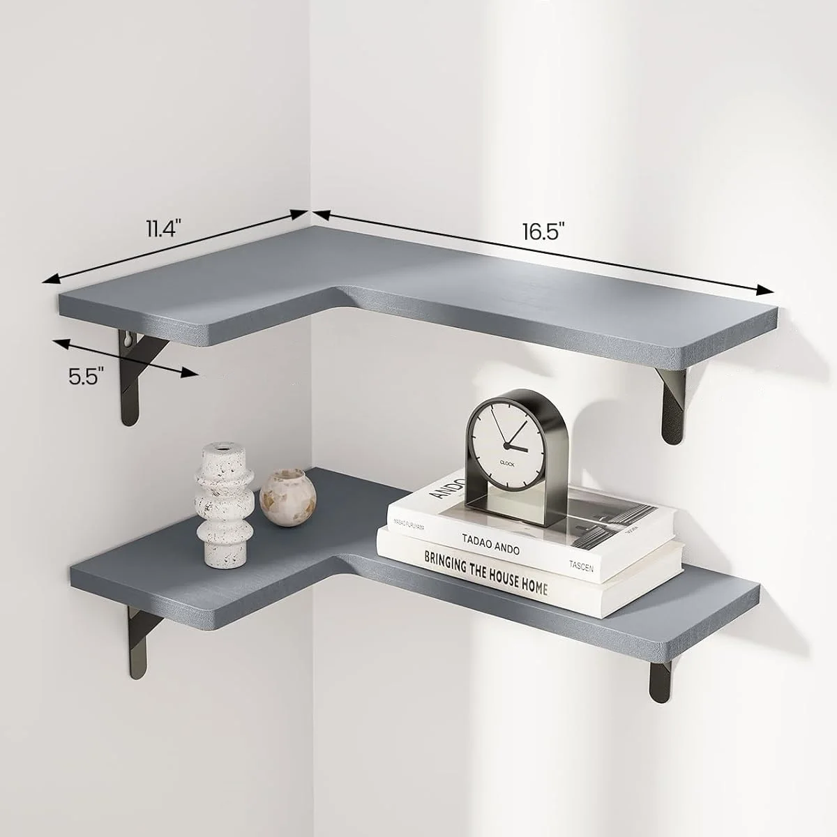 Rustic Paulownia Wood Wall Shelves for Bedroom Living Room Kitchen Laundry Room Floating Corner Shelf for Storage Decoration - Image 5