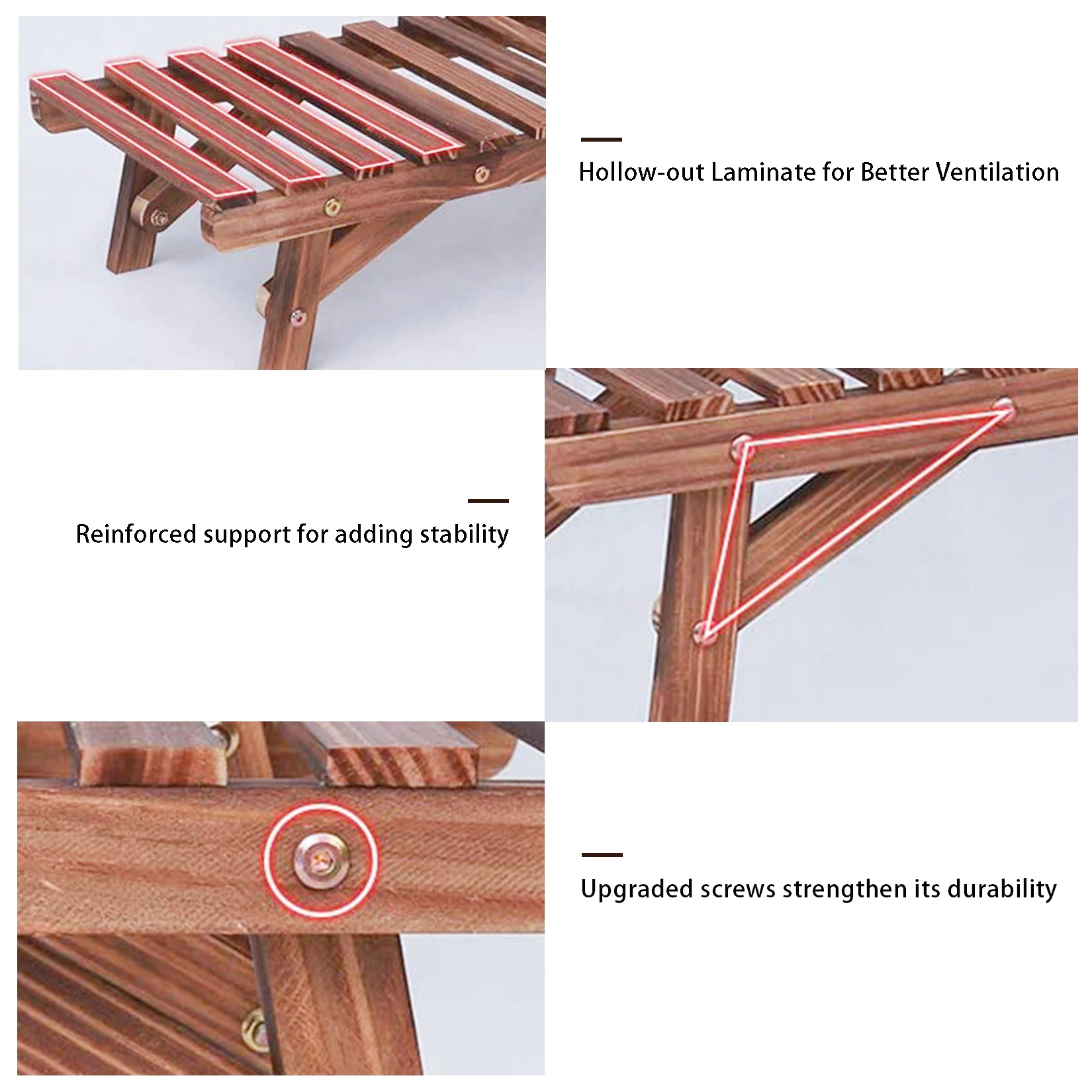 Set of 3 Wood Plant Stand,Rectangular Ladder Flower Pots Outdoor Indoor Plant Display Rack Storage for Home Garden Patio Balcony - Image 5