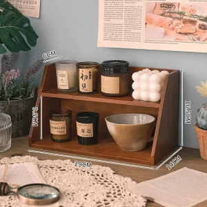 Solid Wood Cosmetics Storage Rack Multifunctional Organizer Desktop Cup Sample Storage Box Multi-layer Wooden Retro Storage Rack - Image 10