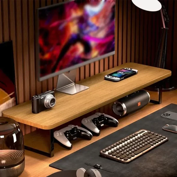 Wooden Monitor Lifting Rack Base Support Cushion Rack Computer Heightening Bracket Office Multifuncte Desktop Storage Rack